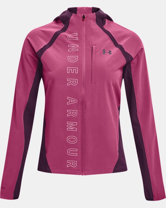 Women's UA Qualifier OutRun The Storm Jacket, Red, pdpMainDesktop image number 6
